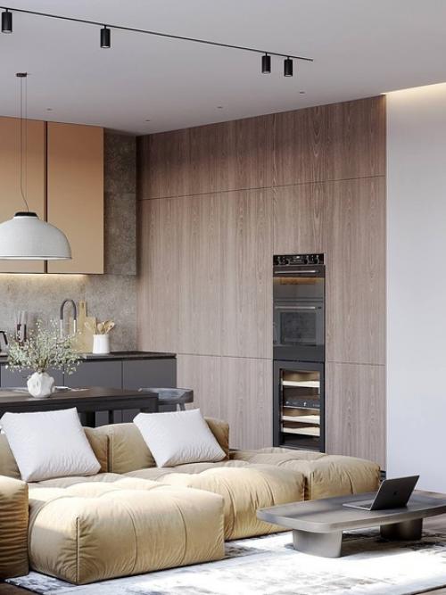 Интерьер квартиры в современном стиле в светлых пастельных тонах. 05