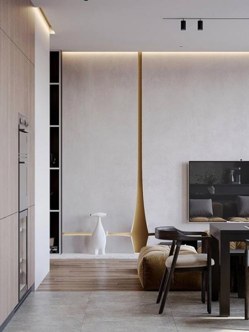 Интерьер квартиры в современном стиле в светлых пастельных тонах. 08