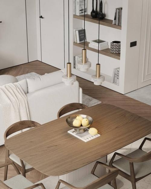 В данном проекте объединили кухню с гостиной, продумали спальную комнату и место для будущей детской комнаты. 06