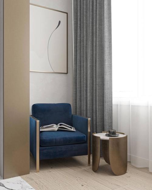 Светлый и стильный интерьер кухни - гостиной с приятным сочетанием оттенков. 05