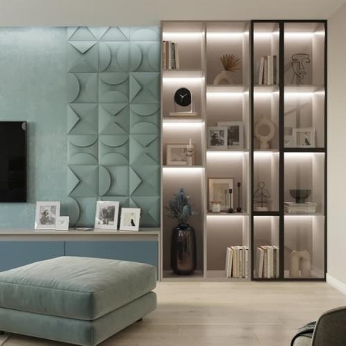 Замечательный дизайн - проект кухни - гостиной с крутым зонированием. 02