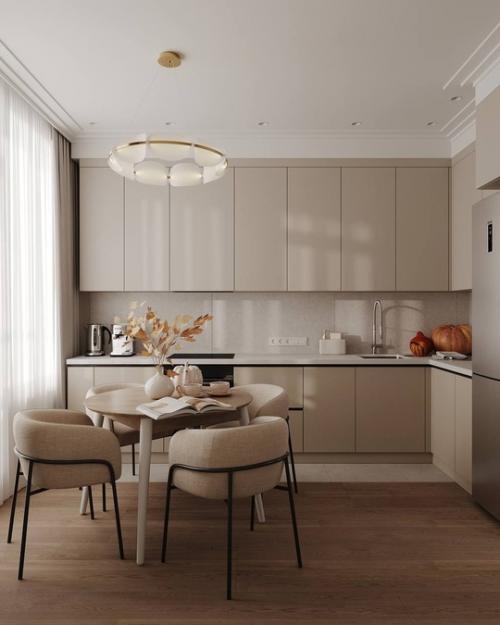 Спокойный, обволакивающий интерьер в тёплых бежевых оттенках. 02