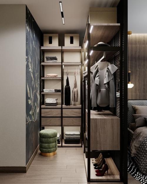 Дизайн спальни, совмещенной с гардеробом. 01