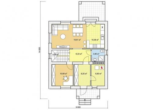 Коттедж мансардного типа с террасой. 02