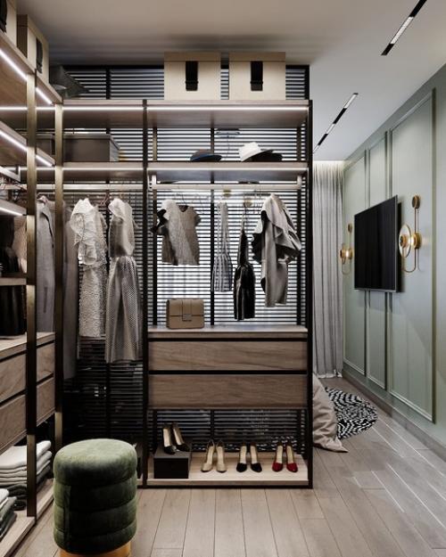 Дизайн спальни, совмещенной с гардеробом. 02