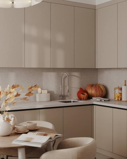 Спокойный, обволакивающий интерьер в тёплых бежевых оттенках. 05