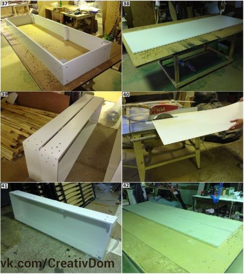 Обзорная фото презентация изготовления полуторной кровати на мебельном производстве. 06