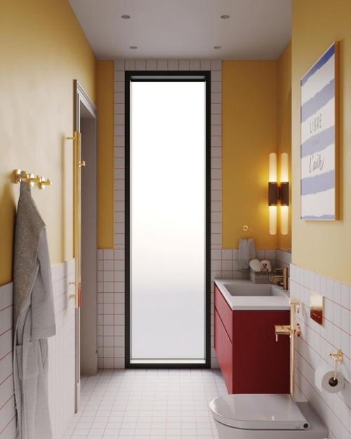 Классный способ добавить красок в ванной комнате - цветная затирка. 09