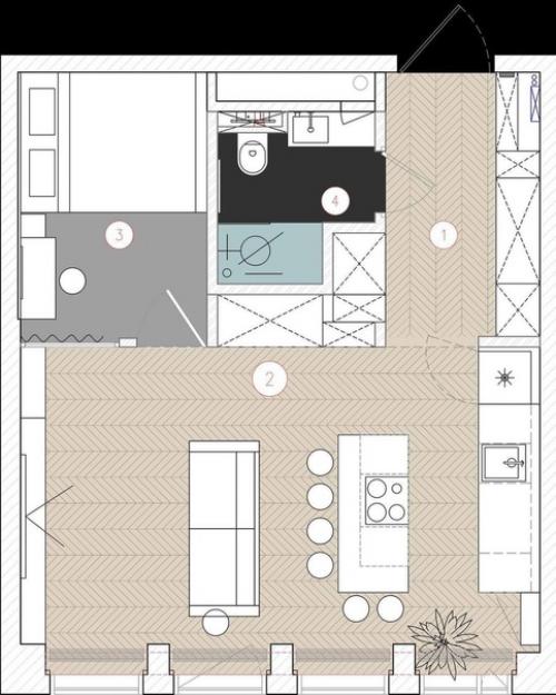Интересная кухня - гостиная, которая подойдёт не каждому, но оценят многие, особенное дизайнерские решения и сочетание цветов! 06