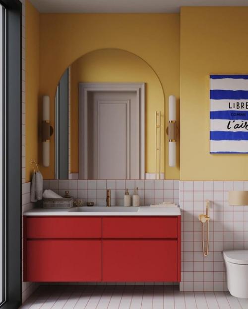 Классный способ добавить красок в ванной комнате - цветная затирка. 06