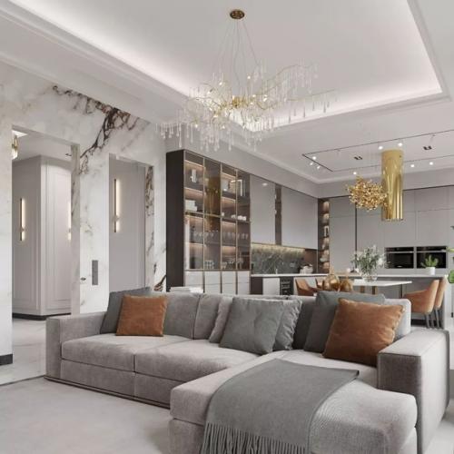 Дизайн - проект кухни - гостиной, площадью 43 кв. 01