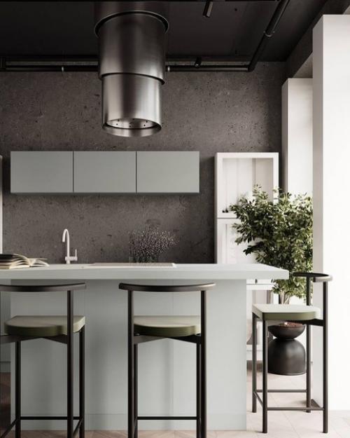 Интересная кухня - гостиная, которая подойдёт не каждому, но оценят многие, особенное дизайнерские решения и сочетание цветов! 02