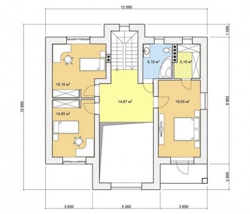 Прoсторный солидный коттедж, площадью 179, 39 м, c бaлкoном и втоpым cветом. 03