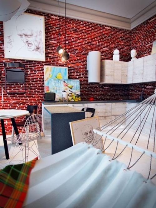 Дизайн интерьера в стиле лофт_ квартира - мастерская для творческого молодого человека. 03