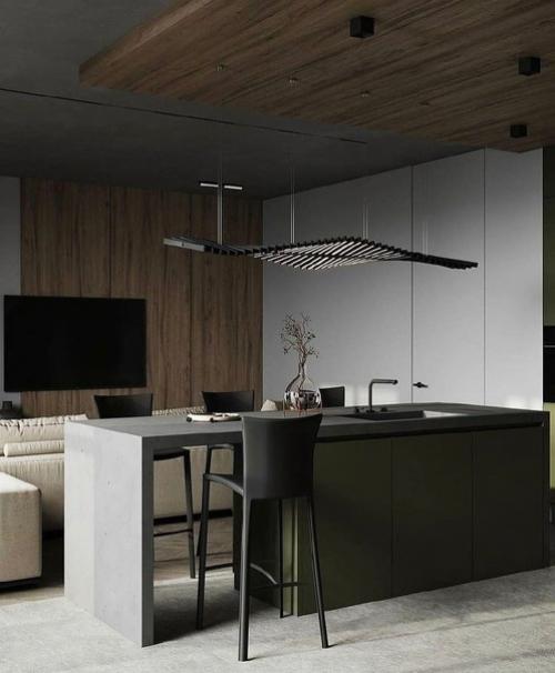 Кухня - гостиная.  Современный дизайн. 03