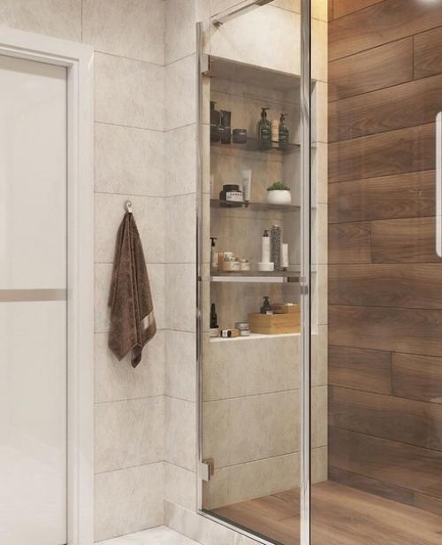 Интерьер ванной комнаты в бежевых оттенках. 02