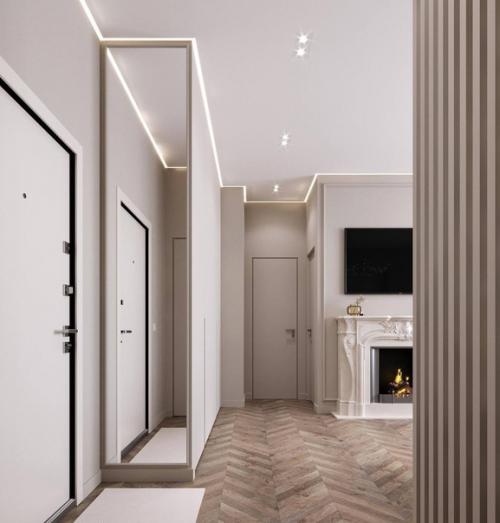 Светлый и стильный интерьер кухни - гостиной в бежевых тонах. 04