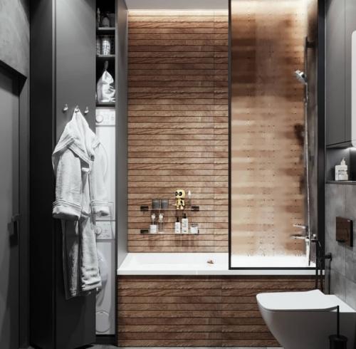 Всего 3 цвета и мы получаем отличный интерьер ванной комнаты. 01