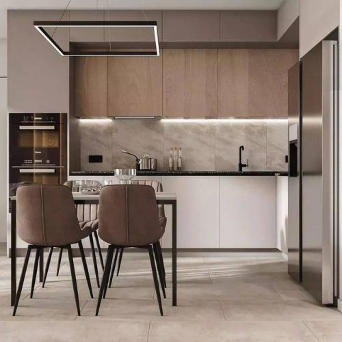 Лаконичный интерьер, четкие линии и большое внимание к фактуре - все это характерно дизайну этой кухни - гостиной. 04