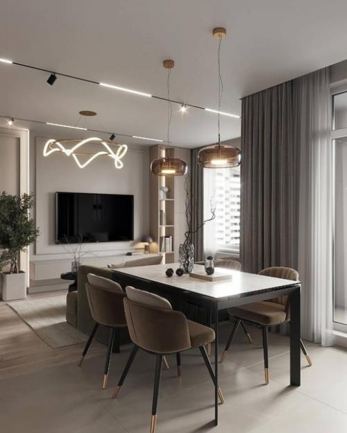 Лаконичный интерьер кухни - гостиной - идеальное решение для современного дома. 01