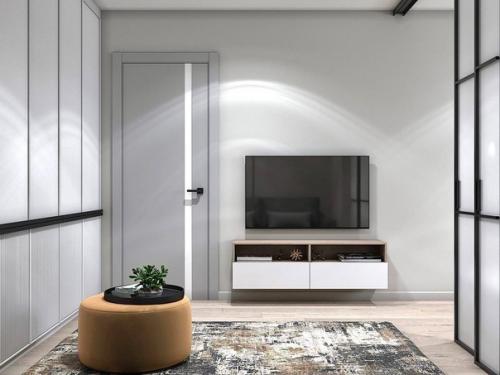 Светлый интерьер квартиры с интересным зонированием. 06