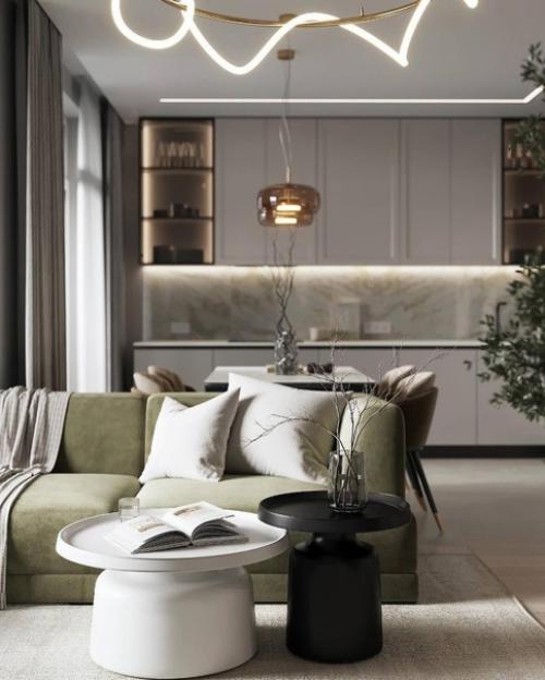 Лаконичный интерьер кухни - гостиной - идеальное решение для современного дома. 03