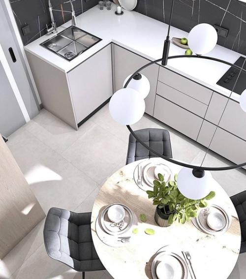 Светлый интерьер квартиры с интересным зонированием. 07