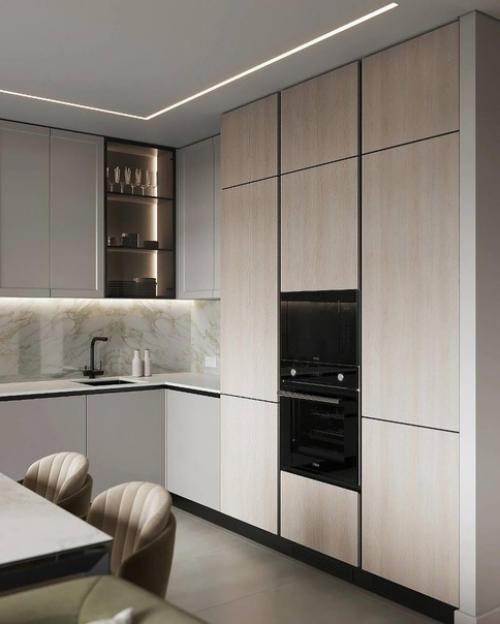 Лаконичный интерьер кухни - гостиной - идеальное решение для современного дома. 02