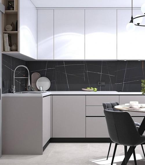 Светлый интерьер квартиры с интересным зонированием. 09