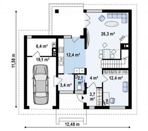 Элегантный двухэтажный дом с боковым гаражом и кабинетом на первом этаже. 01
