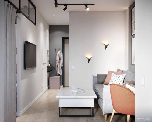 Интерьер кухни в квартире, площадью 30 кв. 05