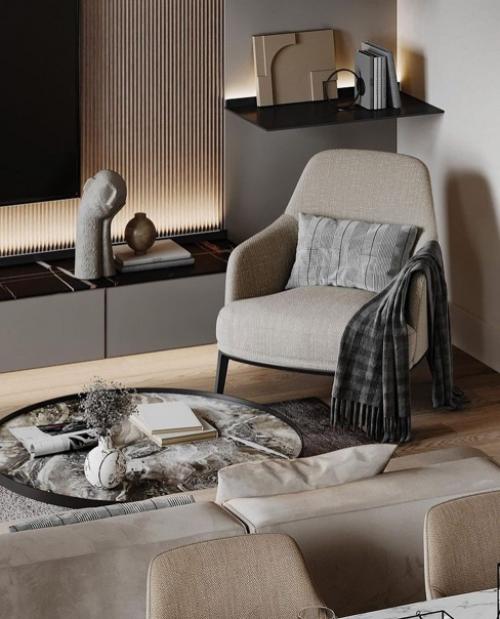 Очередной шикарный дизайн - проект квартиры в нейтральных оттенках. 01