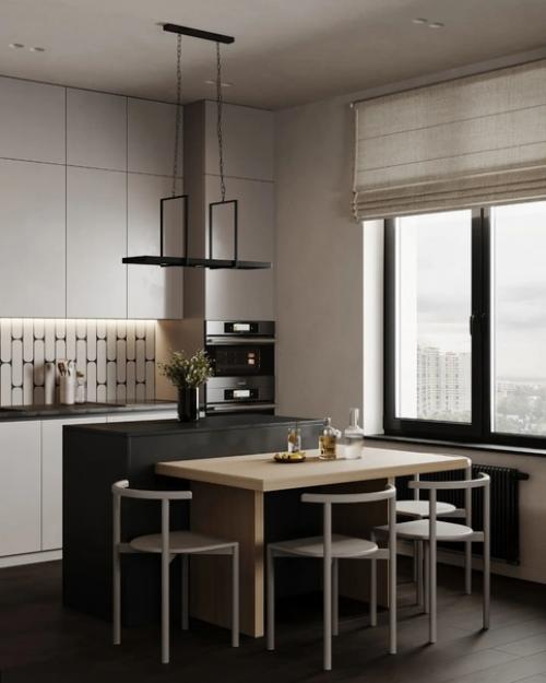 Лаконичный светлый дизайн с большим количеством функциональных мест, отличное зонирование. 02