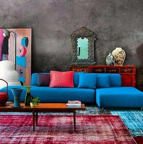 Яркая мебель в интерьере. 01