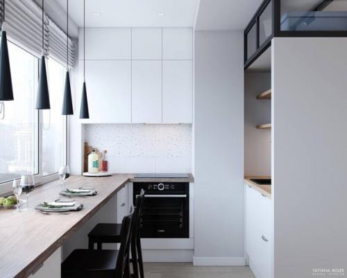 Интерьер кухни в квартире, площадью 30 кв. 03