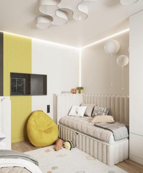 Яркий и красочный интерьер детской комнаты. 01