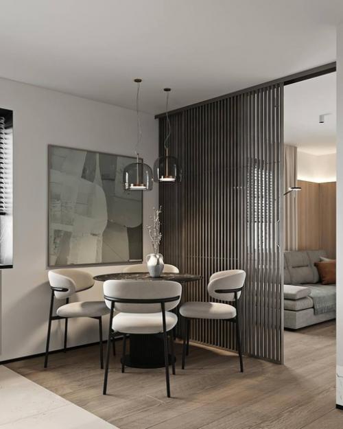 Интерьер кухни, гостиной и прихожей в квартире. 05