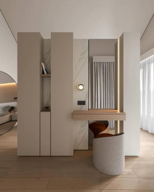 Мастер спальня в светлых тонах в загородном доме. 05