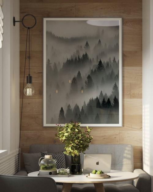 Интерьер кухни с открытыми полками. 09