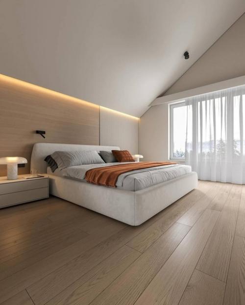 Мастер спальня в светлых тонах в загородном доме. 08