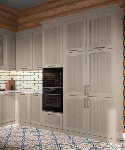 Дизайн кухни - гостиной в загородном доме из оцилиндрованного брёвна. 07