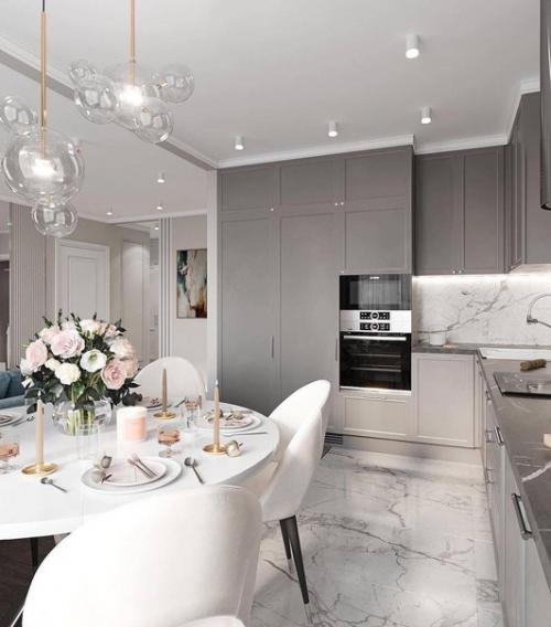 Безумно красивый дизайн - проект кухни - гостиной и коридора. 01