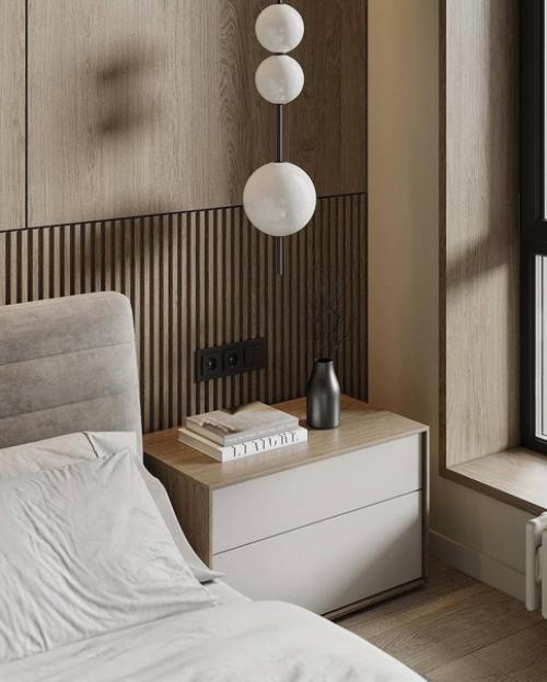 Стильный интерьер однокомнатной квартиры в современном минимализме и элементами эко стиля. 05