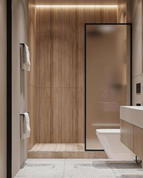 Несколько кадров интерьера двухуровневой квартиры в теплых тонах. 08