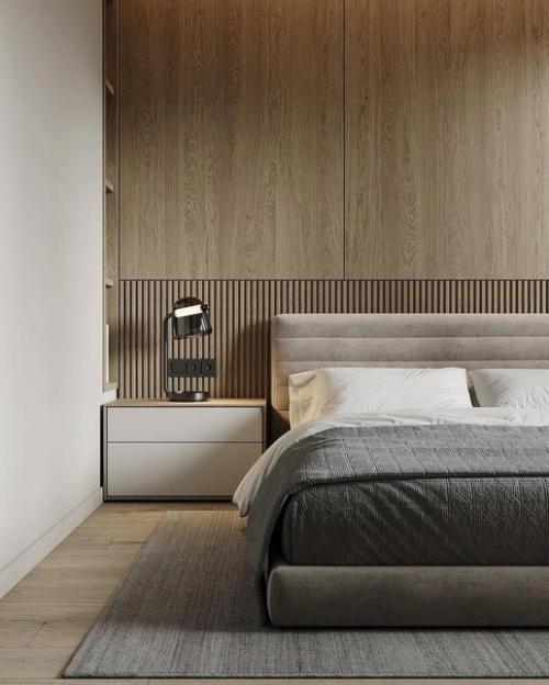 Стильный интерьер однокомнатной квартиры в современном минимализме и элементами эко стиля. 03