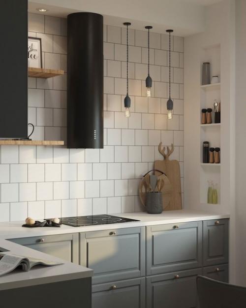 Интерьер кухни с открытыми полками. 03