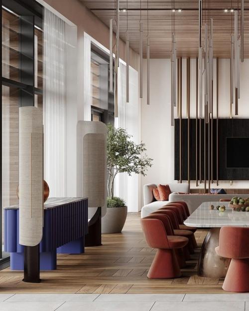 Кухня - гостиная в загородном доме. 01