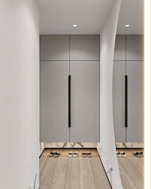 Интерьер кухни, гостиной и прихожей в квартире. 08