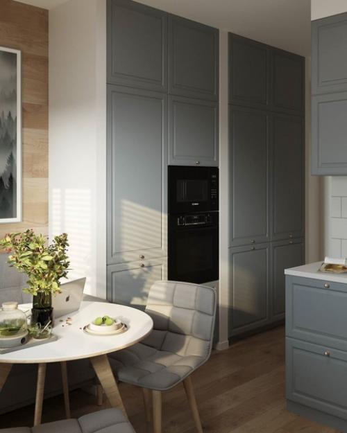 Интерьер кухни с открытыми полками. 08