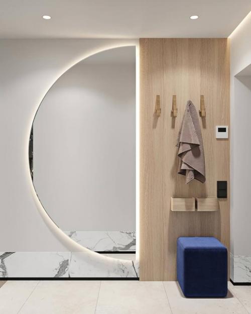 Интерьер кухни, гостиной и прихожей в квартире. 07